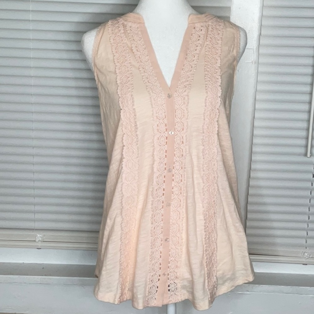 Meadow Rue Sleeveless Lace Trim Blouse